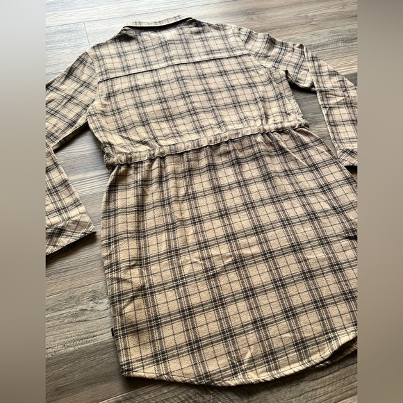 United By Blue NWOT Moraine Flannel Dress-Tan/Blue-Women’s L-Cozy/Western/Comfy - Picture 9 of 11
